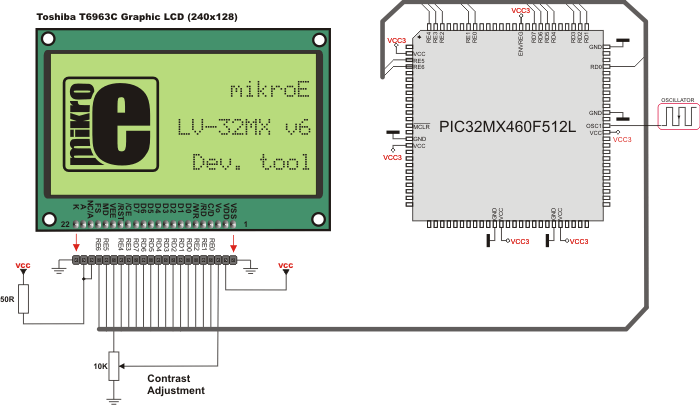 T6963C Glcd HW connection